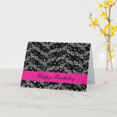 Retro zwarte witte florale Birthday Kaart (Gele Bloem)