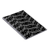 Retro zwarte witte florale Notitieboek (Rechterzijde)