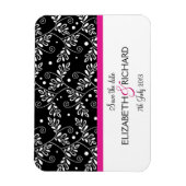 Retro zwarte witte florale "Save the date" Magnet Magneet (Verticaal)