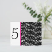 Retro zwarte witte florale tabelnummers Briefkaart (Staand voorkant)