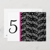 Retro zwarte witte florale tabelnummers Briefkaart (Voorkant / Achterkant)