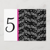 Retro zwarte witte florale tabelnummers Briefkaart (Voorkant)