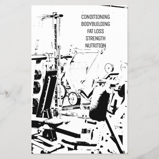 Retro  zwarte witte gym flyer (Achterkant)
