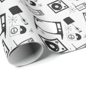 Retro zwarte & witte huishoudelijke design. cadeaupapier (Rol Hoek)