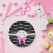 Retro zwarte witte polka stip lief 16-jarig meisje papieren bordje (Feest)