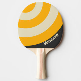 Retro Zwarte Zon Cirkel Streep met Naam Tafeltennisbatje