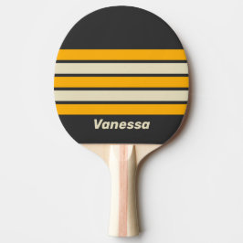 Retro Zwarte Zon over Strepen met Naam Tafeltennisbatje