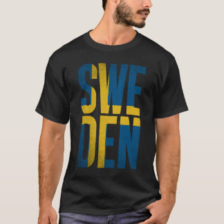 Retro Zweden Vlag Typografie Grafische T-Shirt