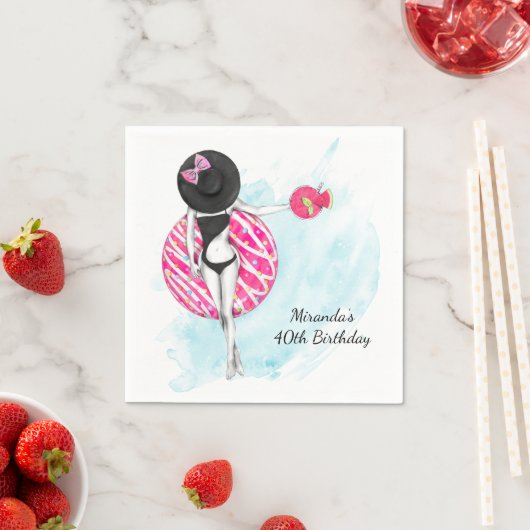 Retro zwembad 40e verjaardagsfeest servetten (Insitu)