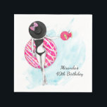 Retro zwembad 40e verjaardagsfeest servetten<br><div class="desc">Retro badeend meisje met hoed cocktail servet voor volwassenen zwembad of zomerfeest evenementen. Uw eigen persoonlijke tekst kan worden toegevoegd.</div>