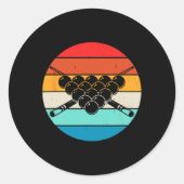 Retro zwembad biljart ontwerp met aanwijzingen en ronde sticker (Voorkant)