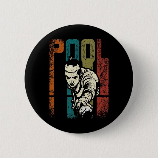 Retro zwembad biljart ronde button 5,7 cm (Voorkant)