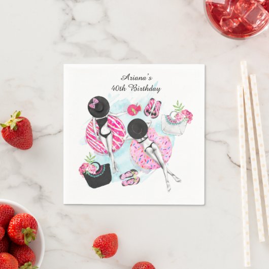 Retro zwembad Meisjes 40e verjaardag Servet (Insitu)