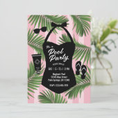 Retro Zwembad Uitnodiging voor een feestje (Staand voorkant)