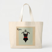Retro  zwembroekpunten zwarte witte cora grote tote bag (Voorkant)