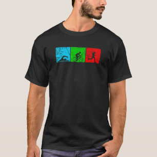 Retro Zwemfiets Run Triathlon Atletische Sport Man T-shirt