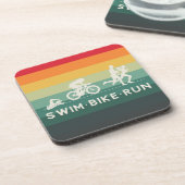 Retro Zwemfiets Run Triathlon Icon Series Bier Onderzetter (Linkerzijde)