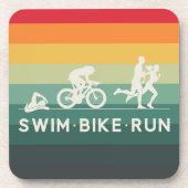 Retro Zwemfiets Run Triathlon Icon Series Bier Onderzetter (Voorkant)