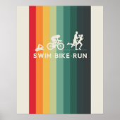 Retro Zwemfiets Run Triathlon Icon Series Poster (Voorkant)