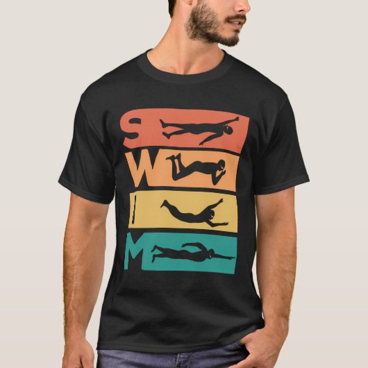 Retro zwemgift voor zwemmers t-shirt (Voorkant)