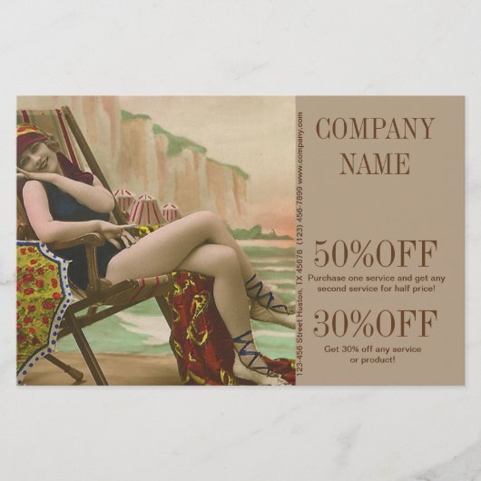 retro zwemkleding mode schoonheid zonnebank flyer (Voorkant)