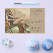 retro zwemkleding mode schoonheid zonnebank salon flyer (Enkel)