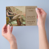 retro zwemkleding mode schoonheid zonnebank salon flyer (Hand)