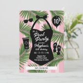 Retro Zwemkostuum Verjaardags Zwembad Feest Uitnod Kaart (Staand voorkant)