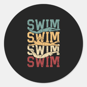 Retro  zwemmen grappig zwemmen ronde sticker