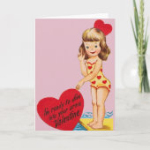 Retro Zwemmer / Diver Valentijnsdag Kaart (Voorkant)