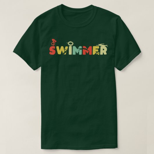 Retro Zwemmer Zwembad  Zwemventilator T-shirt (Design voorkant)