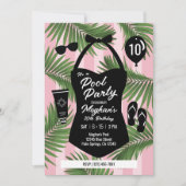 Retro zwempak verjaardagsfeest uitnodiging zwembad (Voorkant)