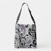 retro zwijn in zwarte en witte doodle crossbody tas (Achterkant)