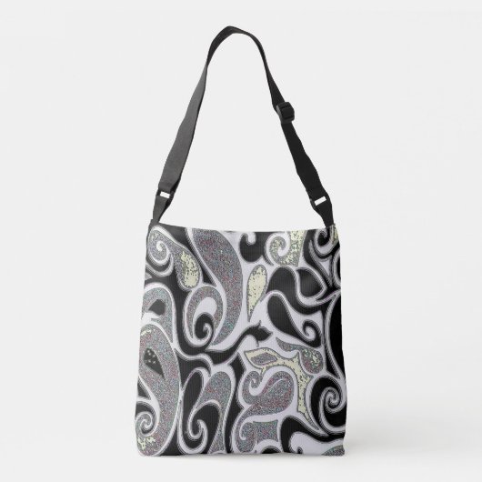 retro zwijn in zwarte en witte doodle crossbody tas (Achterkant)