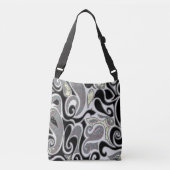 retro zwijn in zwarte en witte doodle crossbody tas (Voorkant)