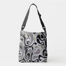 retro zwijn in zwarte en witte doodle crossbody tas