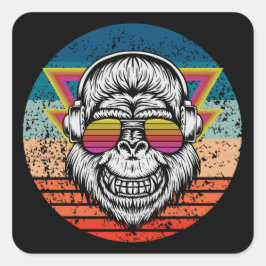 Retroaap Vierkante Sticker