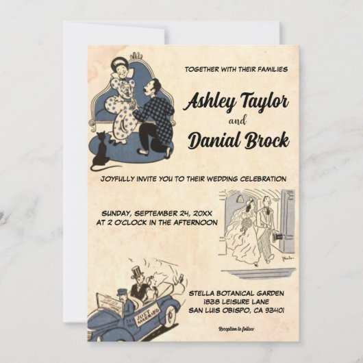  retroactieve oude Romantische komische moderne br Kaart (Voorkant)