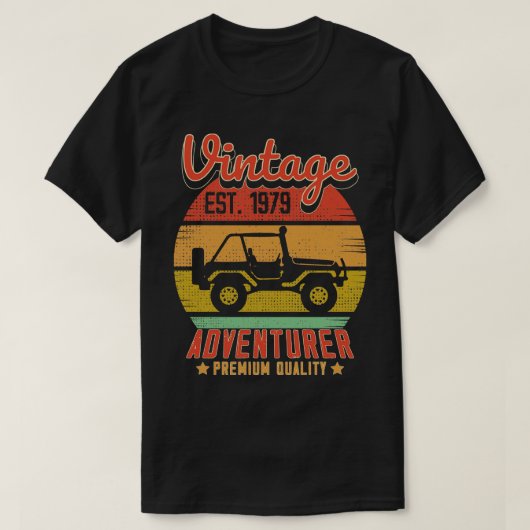 RetroAdventurer EST 1979 Verjaardagscadeau T-shirt (Design voorkant)