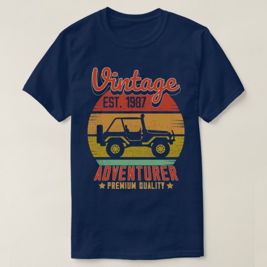  RetroAdventurer EST 1987 Verjaardagscadeau T-shirt (Design voorkant)