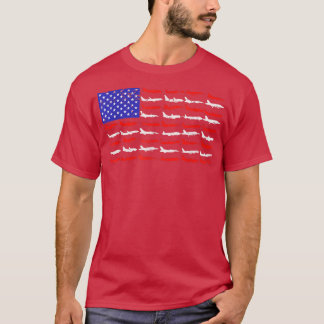 retroAmerikaans vlaggenvliegtuig 4 juli P T-shirt