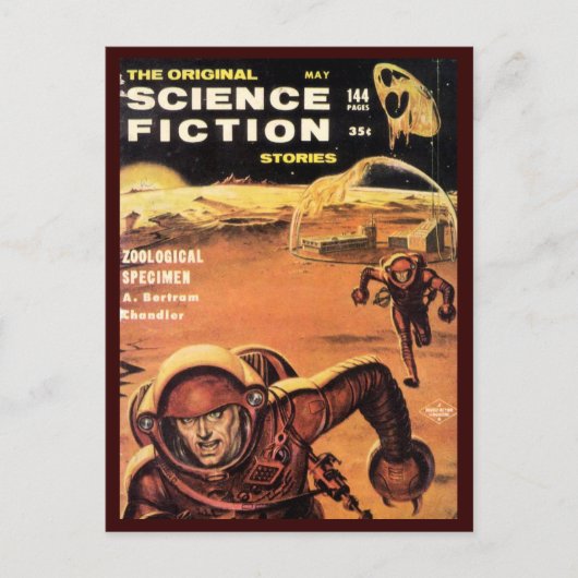 Retroastronauten in gevaar briefkaart (Voorkant)