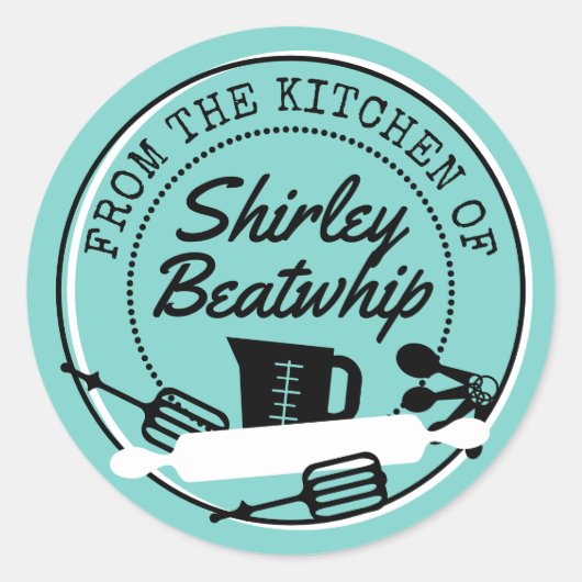 Retrobakgereedschap uit de keuken van ronde sticker (Voorkant)