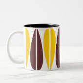 Retrobladeren - oranje en donkerbruin tweekleurige koffiemok (Links)