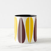 Retrobladeren - oranje en donkerbruin tweekleurige koffiemok (Center)