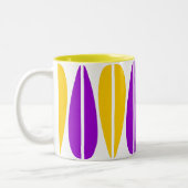 Retrobladeren - Paars en ambergeel Tweekleurige Koffiemok (Links)