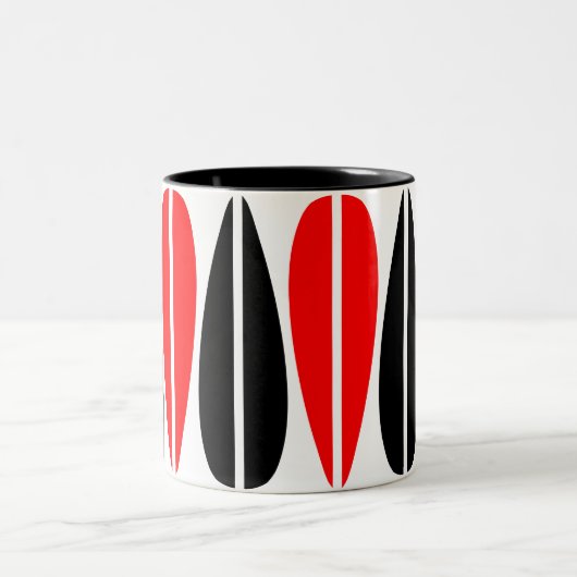 Retrobladeren - rood en zwart tweekleurige koffiemok (Center)