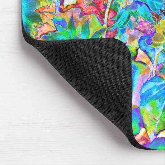 Retroblauw blauwgroen bloemen kleurrijke zonnebloe muismat (Hoek)