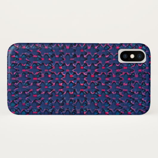 Retroblauw en roze patroon Case-Mate iPhone case (Achterkant (horizontaal))