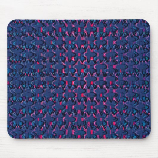 Retroblauw en roze patroon muismat (Voorkant)